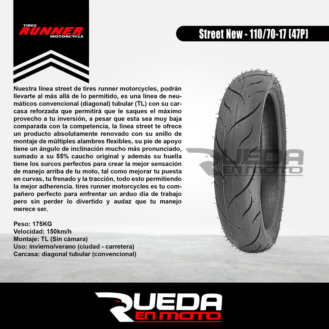 110/70-17 - Tires Runner Street New - Neumático Moto
