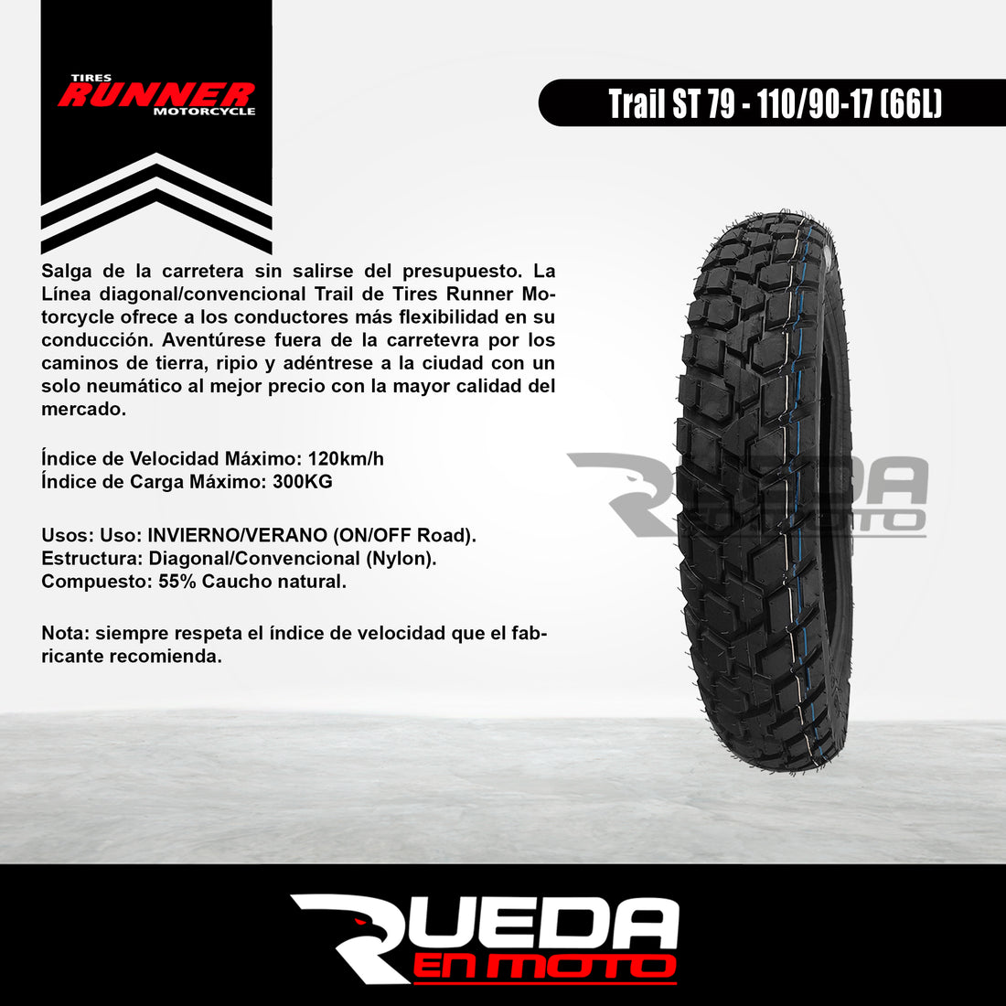 110/90-17 Tires Runner Trail ST 79 Neumático Moto