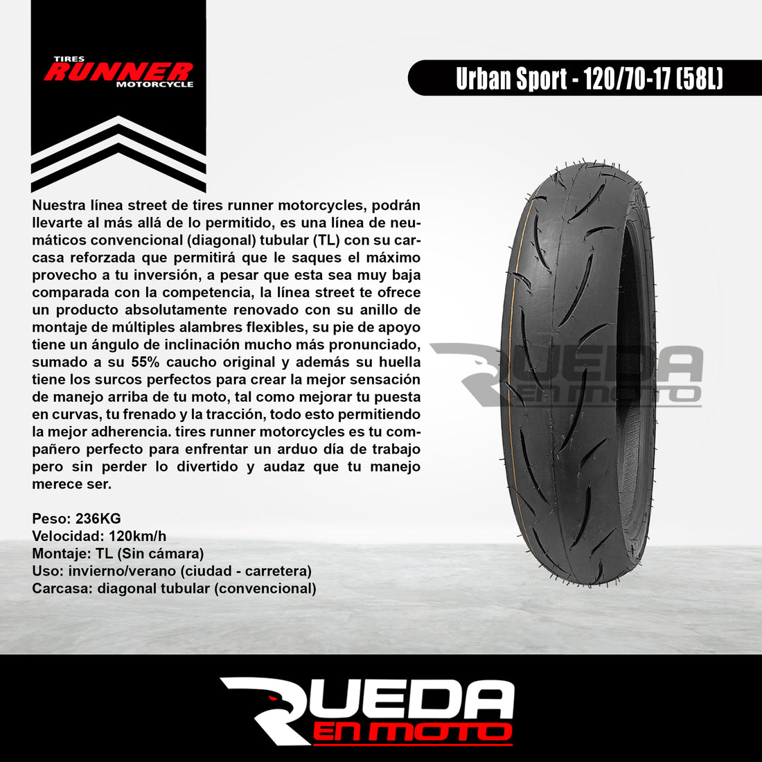 120/70-17 - Tires Runner Sport New - Neumático Moto