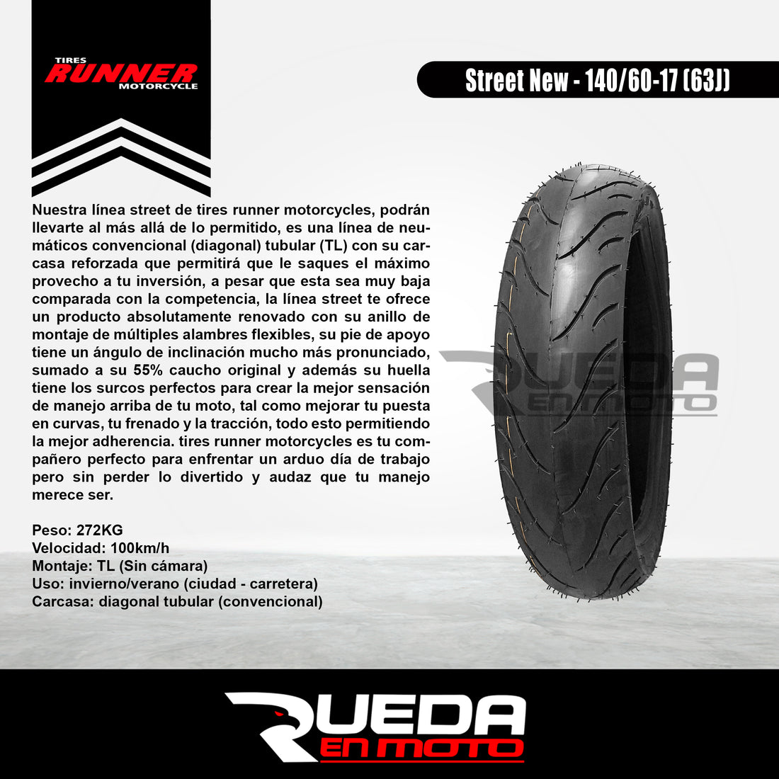 140/60-17 - Tires Runner Street New - Neumático Moto