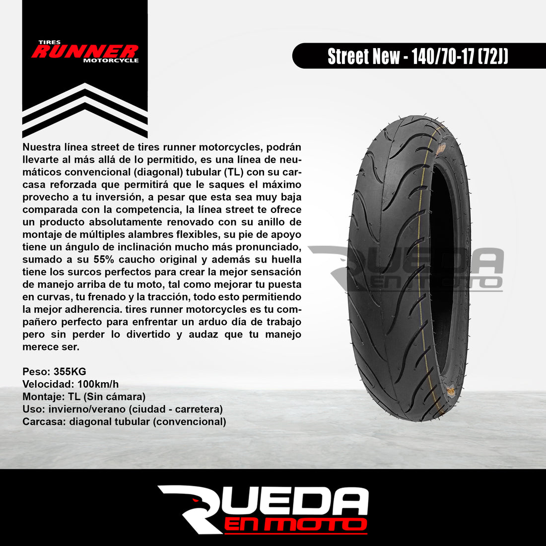 140/70-17 - Tires Runner Street New - Neumático Moto