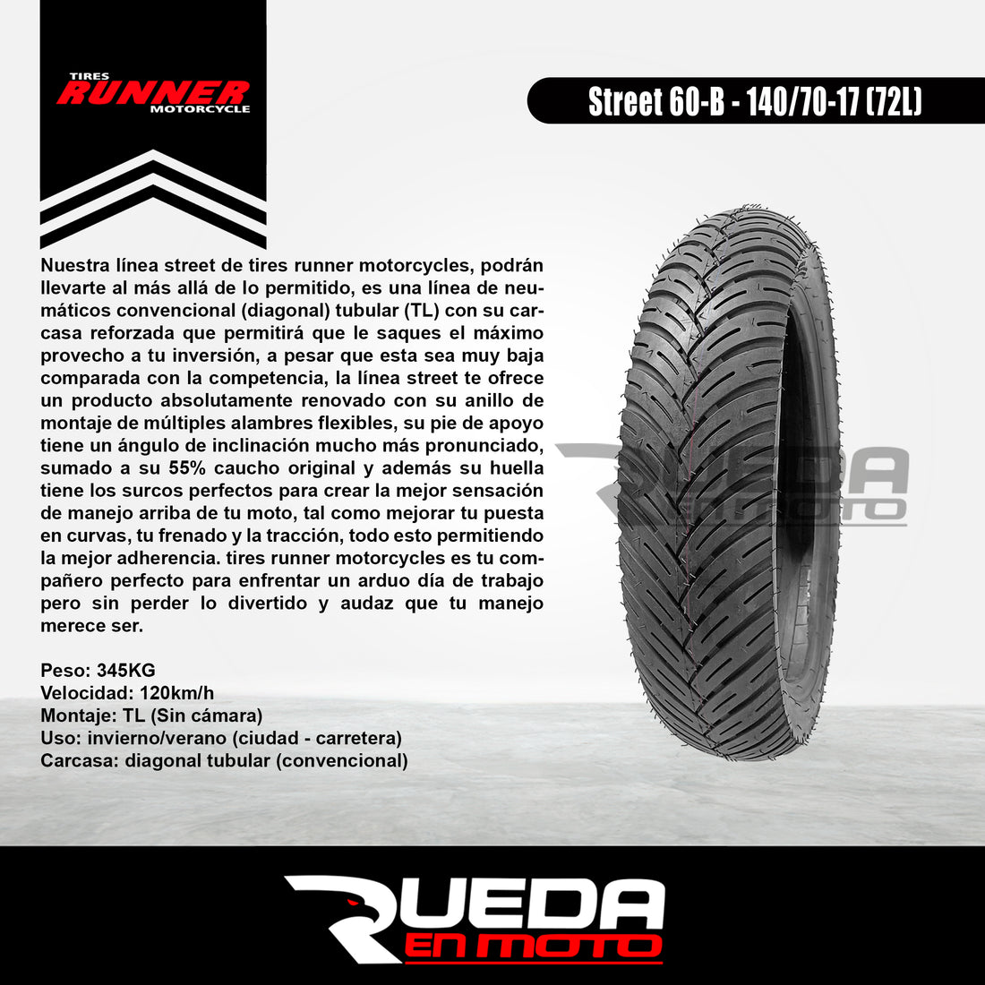 140/70-17 - Tires Runner Street 60-B - Neumático Moto