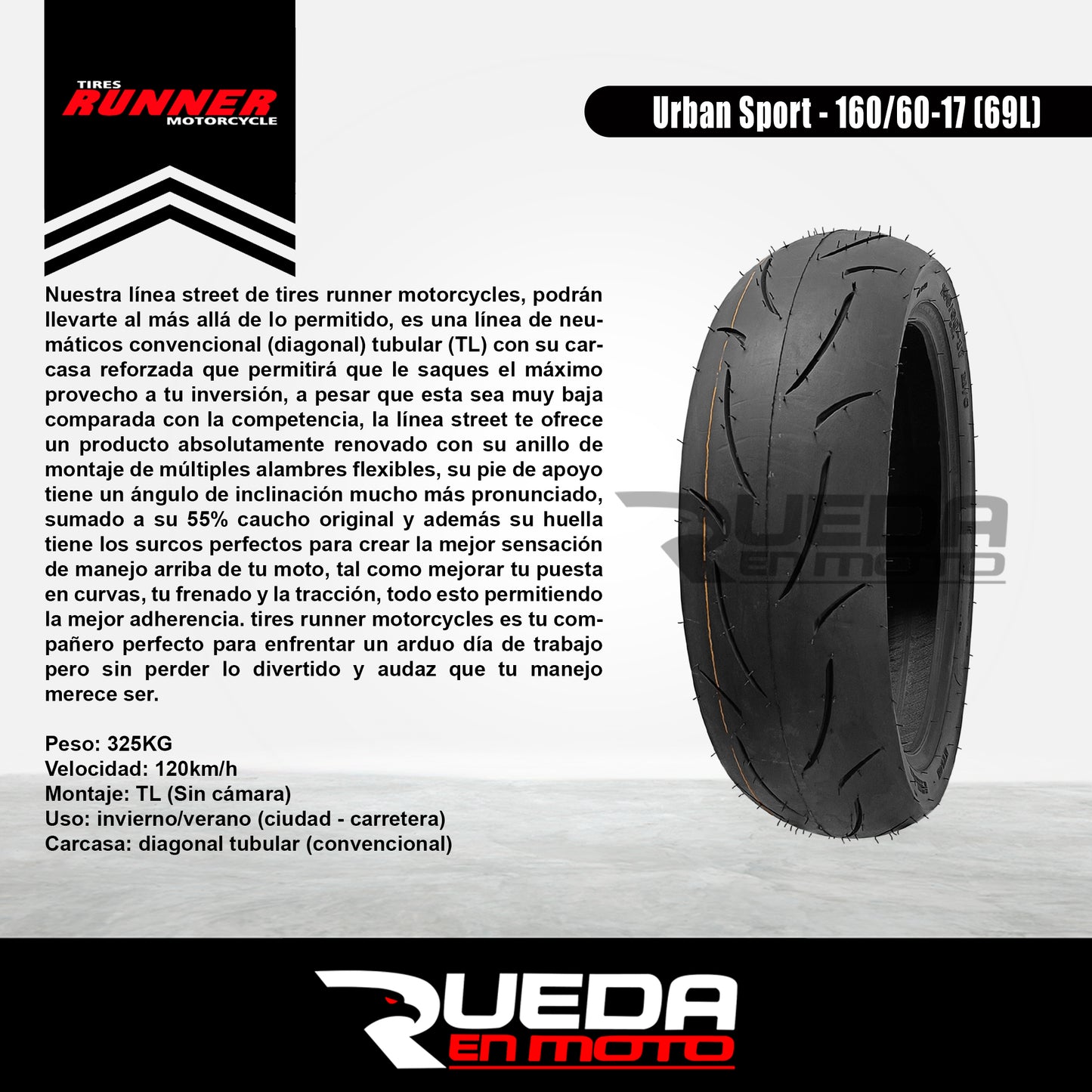 160/60-17 - Tires Runner Sport New - Neumático Moto