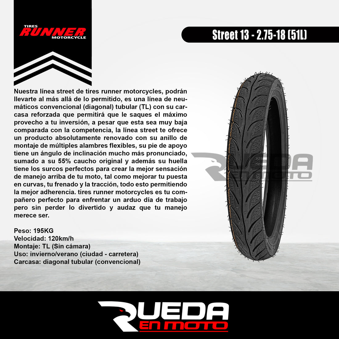 2.75-18 - Tires Runner Street New - Neumático Moto