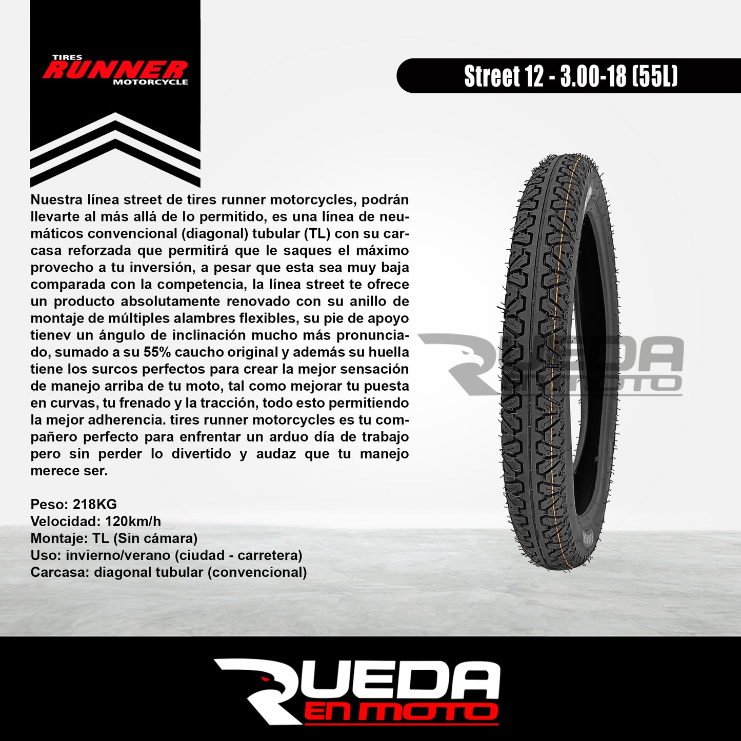 3.00-18 - Tires Runner Street 12 - Neumático Moto