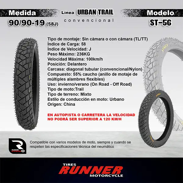 90/90-19 - Tires Runner Trail ST 56 - Neumático Moto