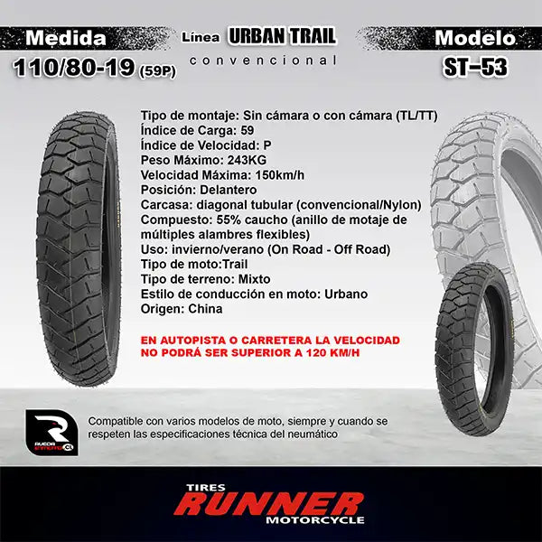 110/80-19 - Tires Runner Trail ST 53 - Neumático Moto