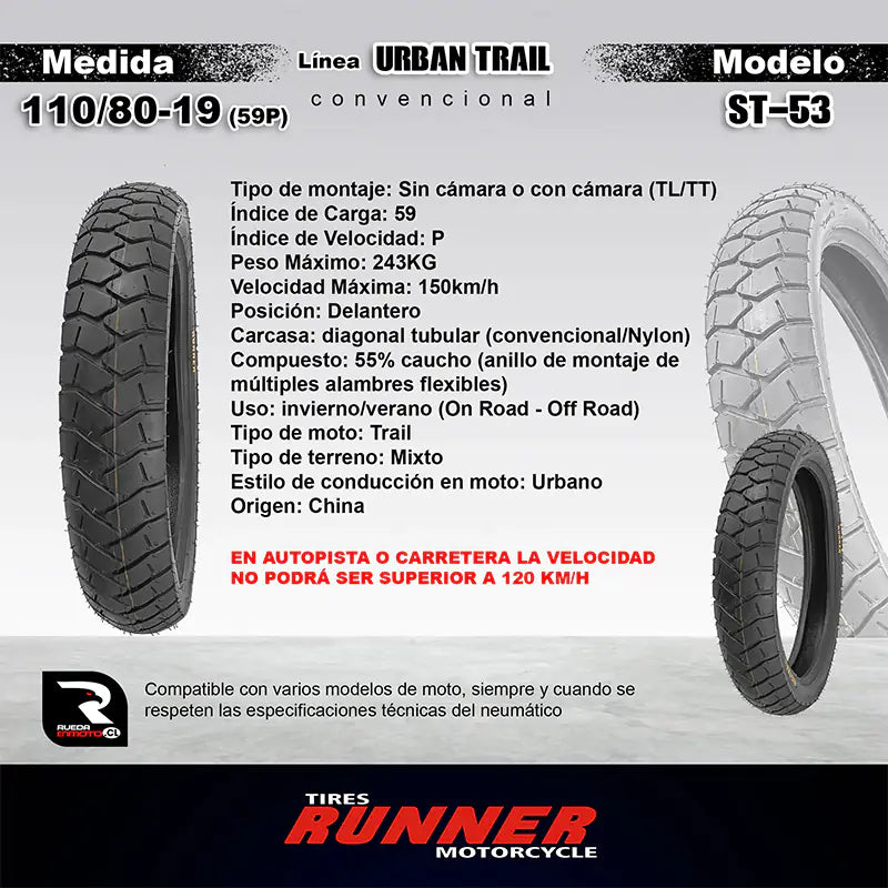 110/80-19 - Tires Runner Trail ST 53 - Neumático Moto