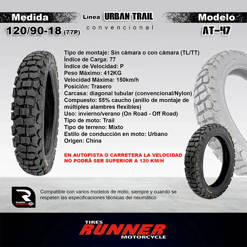Pareja 90/90-21 + 120/90-18 runner Trail AT - Neumático de moto