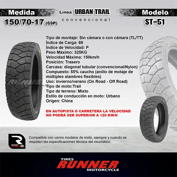 Pareja 90/90-21 + 150/70-17 runner Trail ST - Neumáticos Moto