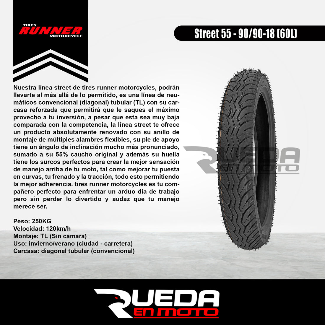 90/90-18 - Tires Runner Street New - Neumático Moto