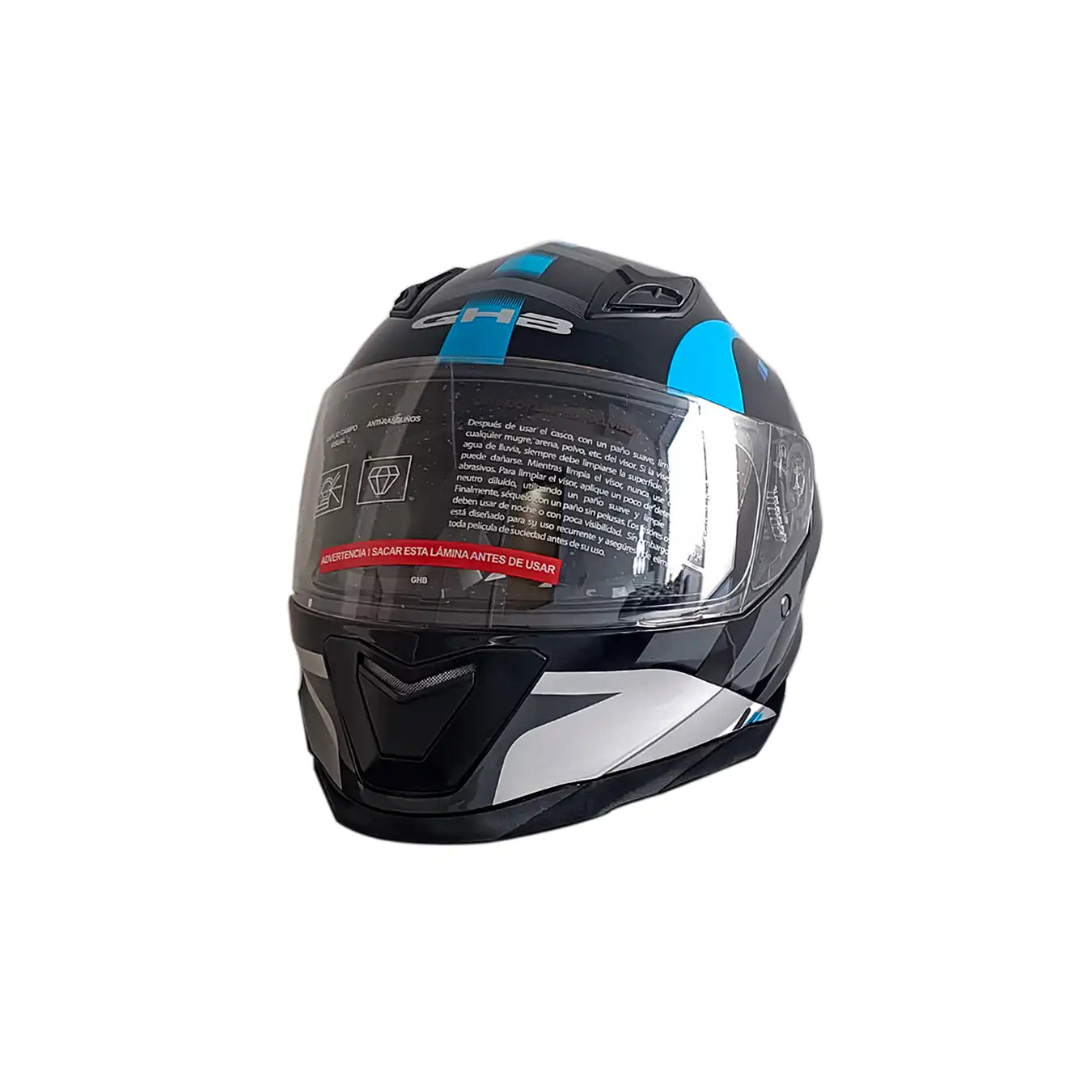Casco Integral - Ghb M62 Bugster - Talla M- Negro-azul Solido