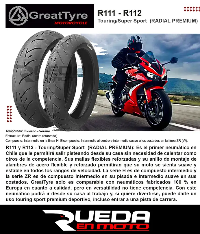 110/70ZR17 (R111) + 150/60R17 (R112) - Pareja Greattyre
