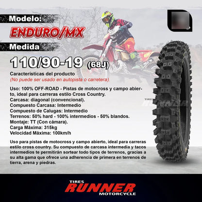 110/90-19 + Cámara 19 Heavy Duty [RunnerTyres]