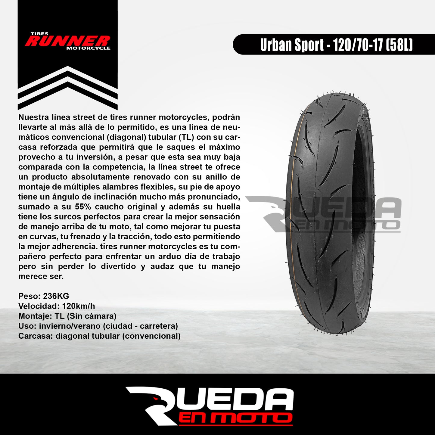 120/70-17 - Tires Runner Sport New - Neumático Moto
