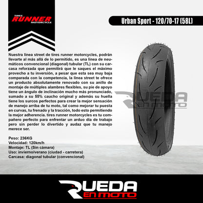 120/70-17 - Tires Runner Sport New - Neumático Moto
