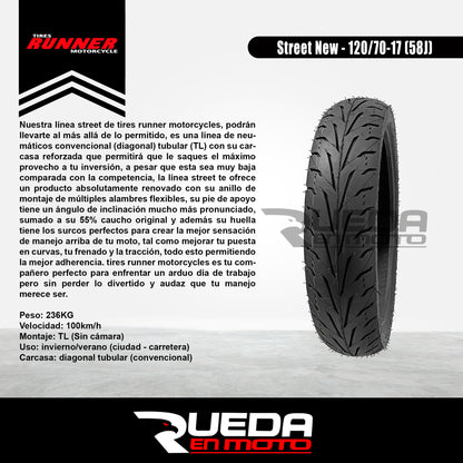 120/70-17 - Tires Runner Street New - Neumático Moto