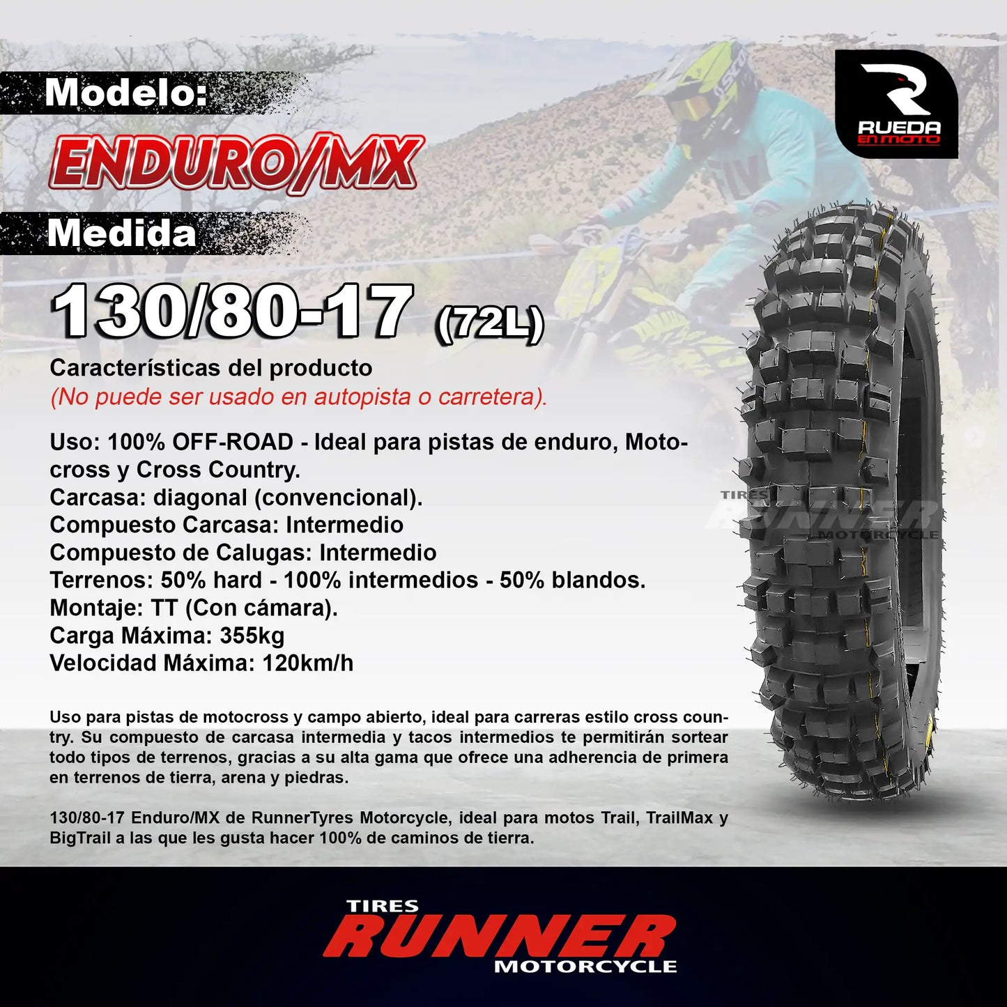 Pareja 90/90-21 + 130/80-17 Runner Mx - Neumático Moto