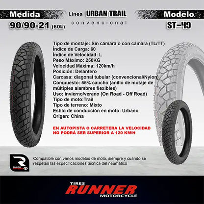 90/90-21 - Tires Runner Trail ST 49 - Neumático Moto