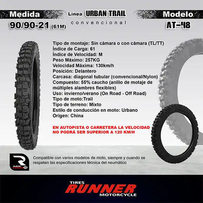 Pareja 90/90-21 + 120/90-18 runner Trail AT - Neumático de moto