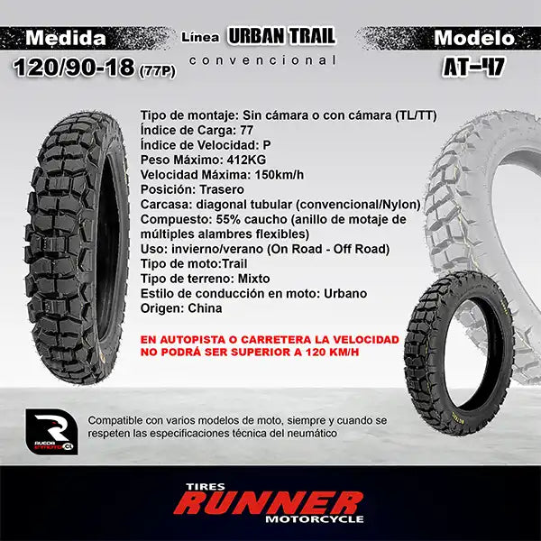 Pareja 90/90-21 + 120/90-18 runner Trail AT - Neumático de moto