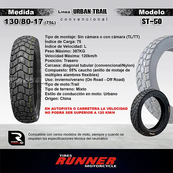 Pareja 90/90-21 + 130/80-17 Runner Trail ST - Neumático de moto