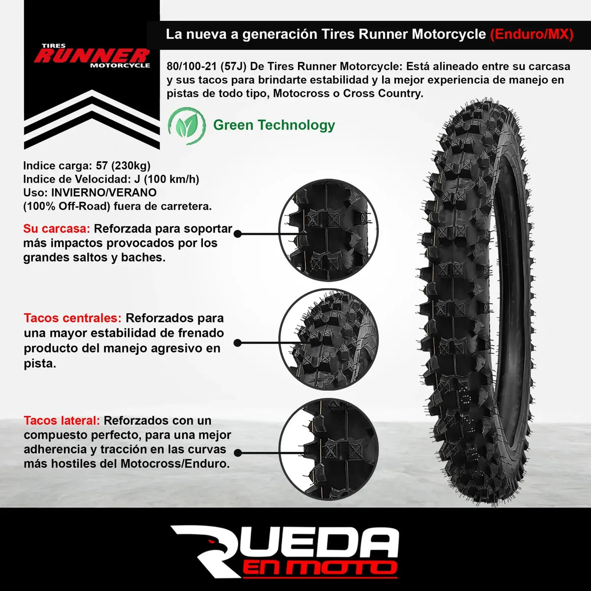 80/100-21 + Cámara 21 Heavy Duty [RunnerTyres]
