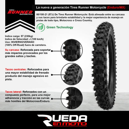 80/100-21 + Cámara 21 Heavy Duty [RunnerTyres]