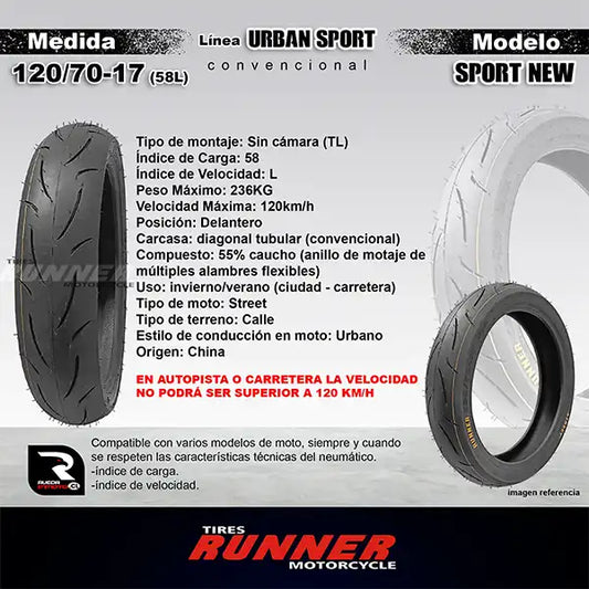 Pareja 120/70-17 Y 160/60-17 - Runner Sport ST - Neumático Moto