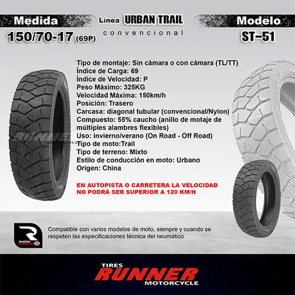 Pareja 90/90-21 + 150/70-17 runner Trail ST - Neumáticos Moto