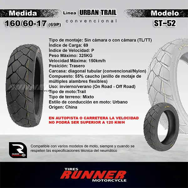 Pareja 90/90-21 + 160/60-17 runner Trail ST - Neumático de moto