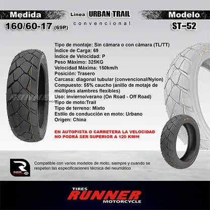 Pareja 90/90-21 + 160/60-17 runner Trail ST - Neumático de moto