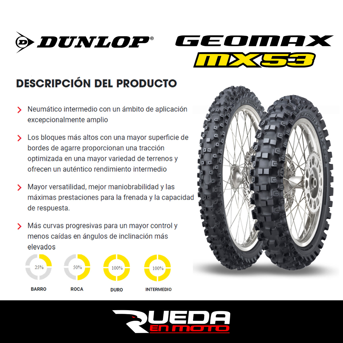 110/100-18 - Dunlop Geomax Mx53 - Neumático Moto