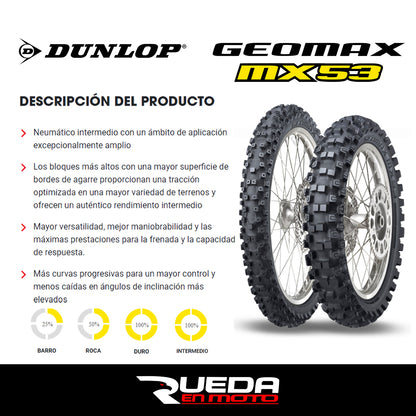 110/100-18 - Dunlop Geomax Mx53 - Neumático Moto