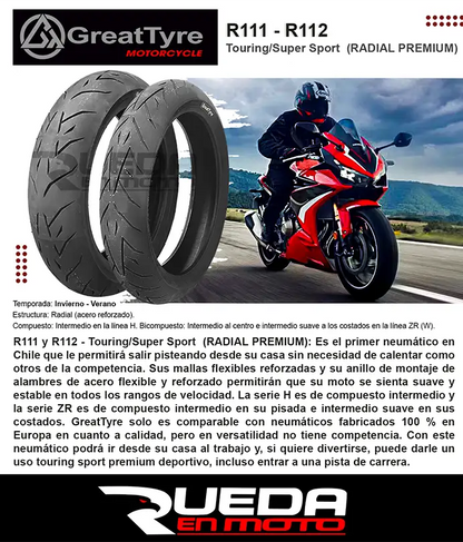 110/70ZR17 (R111) + 140/60R17 (R112) - Pareja Greattyre